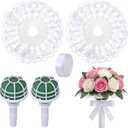 Ferrochef 2 Set White Lace Handle Bouquet Holder Foam Floral Handle Wedding Bridal Bouquet Holder DIY with 1 inch White Satin Ribbon for Bride & Bridesmaid Fresh & Artificial Flower Arrangements