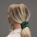 Silk Scrunchies for Hair 100% Mulberry Silk Hair Ties 2 Pack (Navy Blue, Emerald)