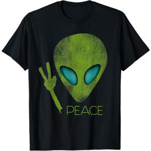 Alien Peace Cool Funny Cute UFO Lover Birthday Gift T-Shirt Small S