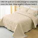 Cmfshape Oversize King Bedspread 128"x120",3 Piece California King Quilt,Lightweight Bed Quilt Set for All Season,Modern Geometric Pattern Bedding Set Beige