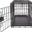 Amazon Basics Portable, Foldable Metal Wire Dog Crate with Removable Tray, Single Door, Divider Panel, Collapsible for Travel, 22 x 13 x 16 in, Black