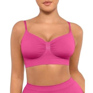 FeelinGirl Push Up Bras for Women Seamless Smooth Brassiere Wire Free Plus Size Bralettes (Pink, XX-Large)