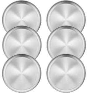 Homikit 6 Pack Stainless Steel Plates, 8 Inch Metal Kids Toddler Dinner Plate Set Non Toxic, 304 Round Camping Plates for Serving Dishes Dessert Salad, Unbreakable & Reusable, Dishwasher Safe