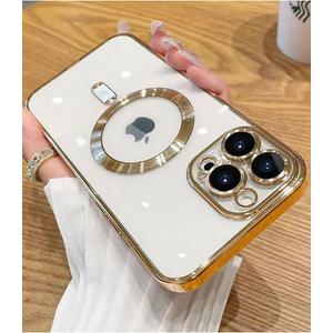 Magnetic Case for iPhone 13 Pro Case Compatible with MagSafe Built-in Camera Lens Protector Soft Slim Shockproof Clear Phone Case for 13 Pro 6.1" - Gold