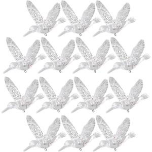 20 Pcs Hummingbird Ornaments Acrylic Hummingbird Flying Figurine Clear Hummingbird Pendants Bird Decoration for Xmas Trees Party Home Decorations