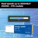 Western Digital 2TB WD Blue SN570 NVMe Internal Solid State Drive SSD - Gen3 x4 PCIe 8Gb/s, M.2 2280, Up to 3,500 MB/s - WDS200T3B0C
