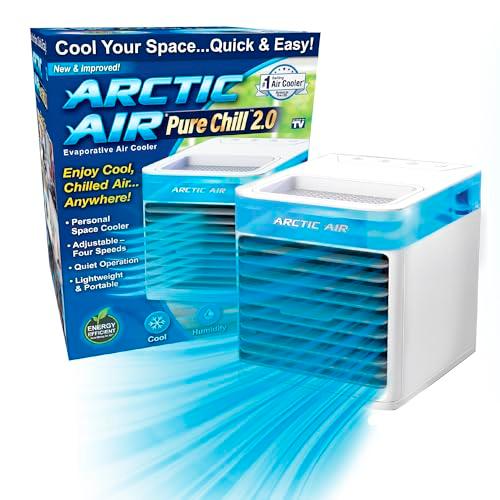 Arctic Air Pure Chill 2.0 Evaporative Air Cooler by Ontel - Powerful, Quiet, Lightweight and Portable Space Cooler with Hydro-Chill Technology For Bedroom, Office, Living Room & More,Blue