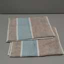 sense gnosis Blue Hand Towel Set of 2 Soft 100% Cotton Checkered & Striped Pattern Terry Absorbent Decorative Hand Towel for Bathroom 13x 29 Inch