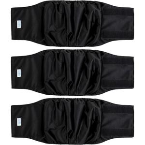 Leekalos Male Dog Diapers (3 Pack), High Absorbing Dog Belly Bands for Male Dogs, Washable Reusable Dog Male Wraps (Large) (Black)