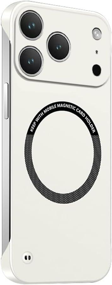 Omio Magnetic Slim Case for iPhone 17 Pro Max Compatible with MagSafe, Frosted Matte PC Ultra-Thin Bumper Frameless Borderless Minimalist Design Shockproof Cover for Men Women, Beige