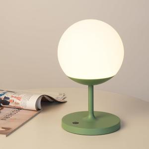 WEILAILUX Cordless Table Lamp with Globe Shade, Rechargeable Dimmable Bedside Light, Shower Lamp Waterproof, Touch Control, 8-72 Hours Runtime, 2700K Warm White for Indoor Outdoor (Green, Short)
