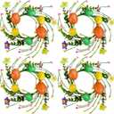 Winlyn 4 Pcs Easter Egg Candle Rings Spring Artificial Flower Berry and Egg Candle Holder Wreaths Mini Easter Wreaths 8.3" for Easter Tables Centerpieces Holiday Party Spring Home Mantel Door Dcor