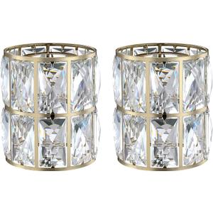 2 Pack Crystal Shade Replacement,Ceiling Fan Light Drum Lampshades Champagne Finish for Chandelier Vanity Lights Wall Sconces Pendant Light,1.66" Fitter Size 5" high*4.6" Diameter