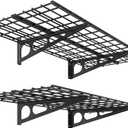 FLEXIMOUNTS 2-Pack 2x4ft 24-inch-by-48-inch Wall Shelf Garage Storage Rack Wall Mounted Floating Shelves, Black, Classic Series