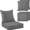 Tingjoo 2 Set 24x24x4 Inch Outdoor Chair Cushions Covers, Waterproof UV Resistant Patio Cushion Replacement Seat Slipcovers, and 24 x 20 Back Covers with Zipper for Furniture, Deep Seat Sofa (Gray)
