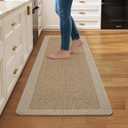 Kitchen Mat Non Slip, Washable Kitchen Rugs, Absorbent Kitchen Mats for Floor, Rubber Backing Soft Standing Floor Mat Runner Rug for Front of Sink, Easy to Clean and Maintain, Brown 17"x47"
