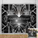 Black and Silver Birthday Backdrop 10x8ft Happy Birthday Photography Background for Men Women 30th 40th 50th 60th Birthday Photo Backdrop for Party Decorations Studio Photo Booth Props