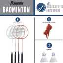 Franklin Sports Badminton Net Sets - Outdoor Backyard + Beach Badminton Net + Equipment Set - (4) Rackets + (2) Birdies + Portable Net Included - Adults + Kids Set, One Size