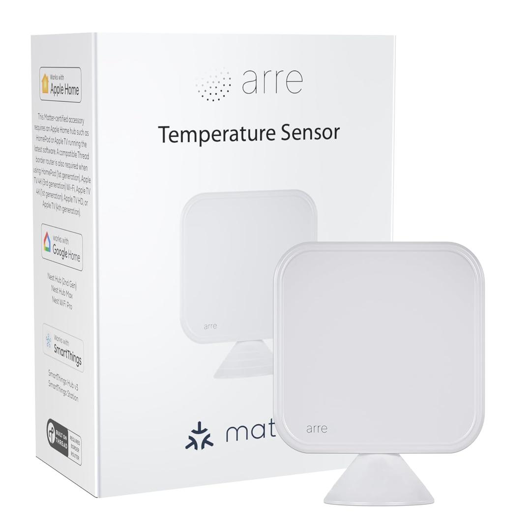 arre Temperature Humidity Air Pressure Sensor with Matter & Thread Support | Works with Apple Home HomeKit, Google Home, Samsung SmartThings & Amazon Alexa