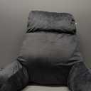 IPYNBAP Reading Pillow with Arms for Adult, Back Pillow for Bed Sitting Up, Shredded Memory Foam Backrest Pillow with Pockets & Removable Washable Cover, Lounging, Watching TV, Reading(24inch Grey)