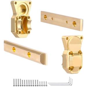 HobbyPark Frame Brass Side Bars, Brass Diff Covers Weight for Axial SCX24 Upgrades 1/24 RC Crawler Car SCX24 Deadbolt Chevrolet C10 B-17 Betty Wrangler JLU CRC Gladiator Bronco (Gold)