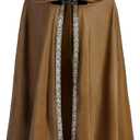 Hooded Doom Cloak Renaissance Long Cape for Cosplay for Men and Women Halloween Medieval Costume (Brown)