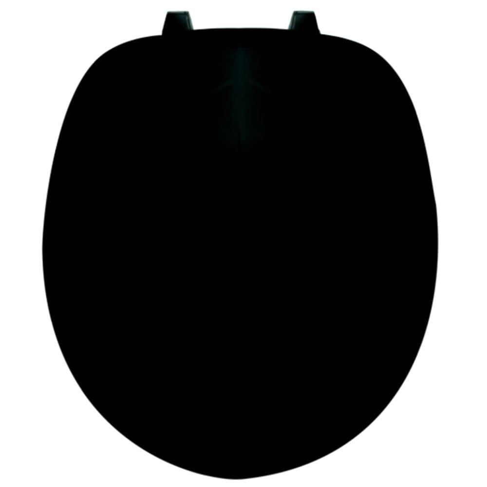 Centoco Black Round Toilet Seat, Residential, Top Mount Plastic Hinge, Closed Front with Cover, Plastic, DSAMAZ2-407