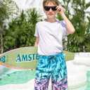 OlyPegic Boys Swim Trunks with Boxer Brief Liner Compression Boy Bathing Suit Quick Dry Beach Swimsuit Toddler Swim Shorts (Blue)