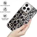 KANGHAR Case for iPhone 16 Pro Max Leopard Printed Pattern Cute Cheetah Phone Case Clear Bumper Hard Back Shockproof Protective Diamond Glittter Camera Lens Cover for iPhone 16 Pro Max Black