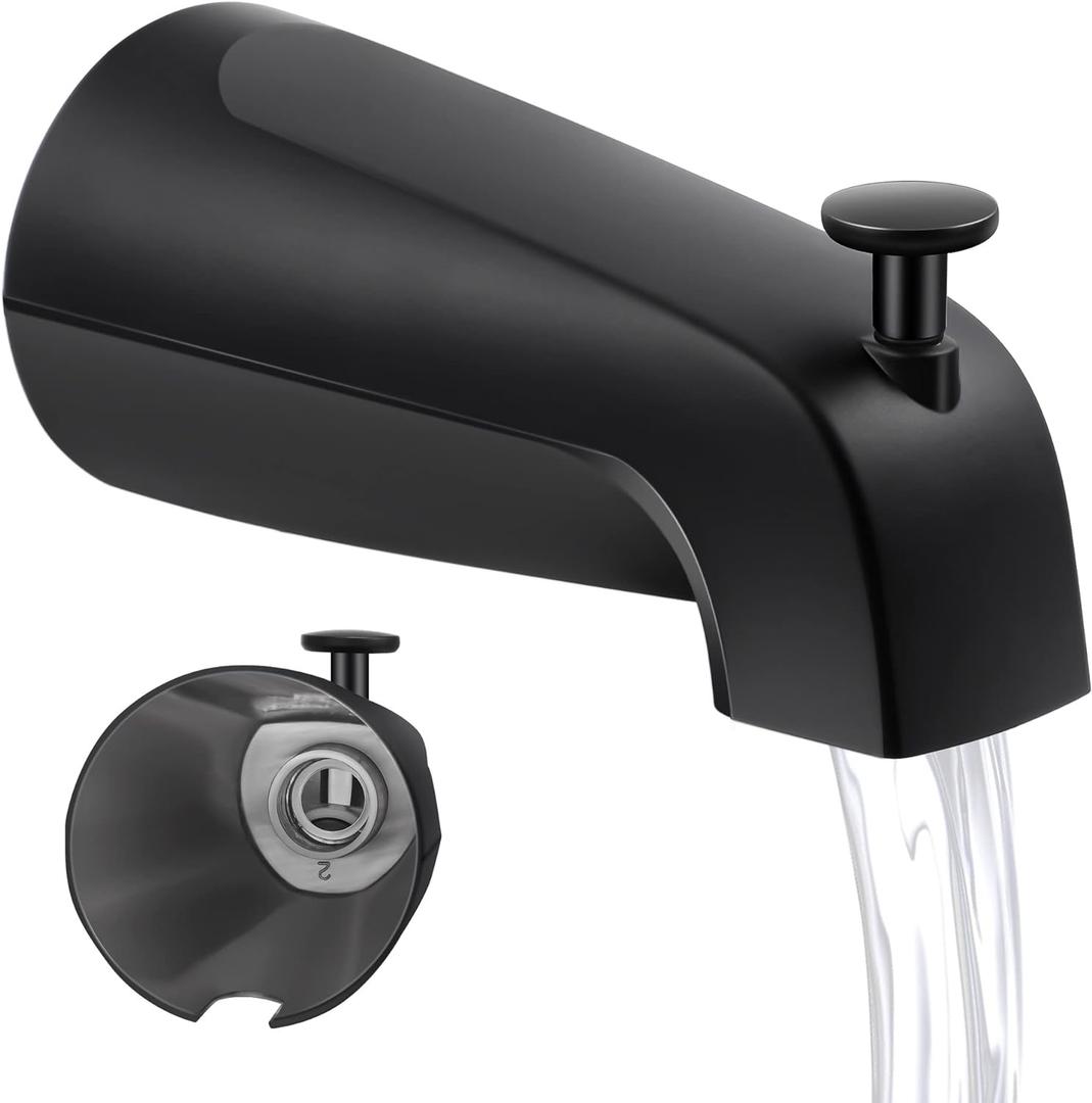 Dreyoo Universal Bathroom Tub Spout Compatible with Westbrass E531D-1F-62, Fits 4 Inch Reach Wall Front Mount Tub Spout with Shower Diverter 1/2'' IPS Inside Thread Bathtub Faucet(Matte Black) (Matte Black)