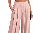 Ekouaer Women's 2 Piece Lounge Sets Short Sleeve Pajama Set Ribbed Knit Crop Top Wide Leg Pants Loungewear S-XXL (Medium, Light Pink)