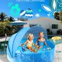 Hikiddy Foldable Kiddie Pool with Canopy: 31.5in/ 47in /63in for Baby Toddler Kids Family - Summer Water Play Pool with Shade - Portable for Outdoor Backyard Beach (Blue-Blue, 47in)