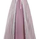 Vibsion Regency Dresses for Women Luxurious Embroidery Lace Empire Waist Victorian Dress, S