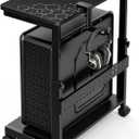 Height Adjustable Computer Tower Stand, 2-Tier ATX-Case CPU Holder with Mouse Pad & Headphone Stand, Mobile PC Standing Under Desk, Home Office Gaming Accessories, Computer Cart Wheels, Black