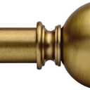 Golde Curtain Rods for Windows 18 to 45 inches,1 Inch Modern Metal Drapery Rods,Adjustable Heavy Duty Curtain Pole with Round Finials(18"-45"Aged Brass)