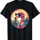 Flamingo Sunglasses Palm Tree Beach T-Shirt, XL