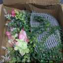 Artificial Flower Wall Basket Decor, Hanging Faux Rose & Camellia Floral Basket with Greenery, Farmhouse Wall Decor for Indoor Outdoor, Entryway, Porch