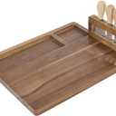 Spacious Charcuterie Boards Wood Cheese Board Cheese Knife Set for Charcuterie Board Cheese Tray Platter Servers Charcuterie Board Set Multifunction (Knife Holder Style)