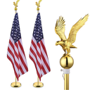 Yescom 6Ft Indoor Flag Pole Kit Eagle Topper Aluminum Gold Pole with Base 3x5Ft US Flag for Office School City Hall 2Pcs