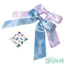 2 x LUV HER Disney Lilo & Stitch Long Tail Hair Bow Set for Girls  Pink & Blue Satin Bows with Stickers  DIY Hair Accessories for Kids Ages 3+