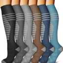 6 Pack Copper Compression Socks for Women and Men Circulation-Best Support for Medical,Running,Nursing,Athletic L/XL