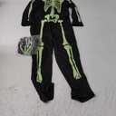 Kids Skeleton Costume Glow in the Dark Skeleton Costume Halloween Toddler Ghost Onesie with Gloves for Boys Girls 3-4