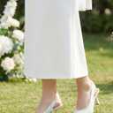 Slingback Wedding Heels for Women Bridal Lace Mesh Kitten Heel Closed Pointed Toe Pearl Pumps Shoes (White) Size 7 