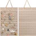 Hanging Earrings Organizer, Earring Holder & 20 Hooks, Holds Up To 300 Pairs, Compact Design, Soft Material, Earring Hanger Earring Display Hanging Organizer for Women Girls -1 Pack (22.5*13.6 inches, Camel)