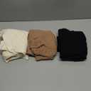 Oakgarden 3 Pack Women's Cotton Long Sleeve Mock Turtleneck Tops Ribbed Lettuce Trim Slim Fit Shirts Thermal Base Layer(Black, Khaki, Cream,Medium)