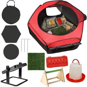 Brooder Box for Chick Starter Kit - 2026 Upgrade Dual Door Chicken Brooder Pen/Playpen/Tent with 10*10 in Brooder Heating Plate,Nesting Pad,Chicks FeederWaterer,Chick Perch Up to 15 Chicks,Duck,Quail