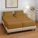 Split King Sheets Sets for Adjustable Bed, 5 Piece Bedding Set, Ultra Soft & Wrinkle Free, Fits Between 12" to 16" Deep Mattress, Easy Care Brushed Microfiber, Taupe