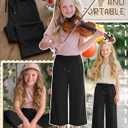 Halfchet Girls Capri Pants Wide Leg Sweatpants Baggy Cropped Pants Loose Fit Casual Basic Capris with Pockets for Ages 5-14