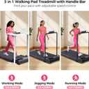 Portable Walking Pad Treadmills for Home Small, Electric Mini Walking Treadmill for Exercising, 3.0HP Compact Walking Pad Treadmill with Handle Bar, 0.6-7.6MPH, 350LB Capacity