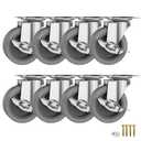 3 Inch Caster Wheels, Casters Set of 4, Heavy Duty Casters with Brake, Locking Castors with Rubber WheelPlate Swivel Caster Wheels for Furniture Cart and Workbench, Pack of 8